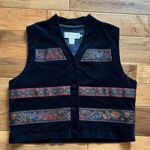 Vtg All Week Long velour and tapestry vest